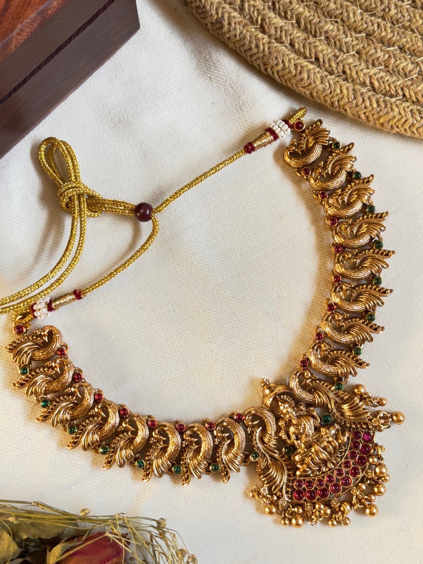 Lakshmi Devi Peacock Necklace set With Earing
