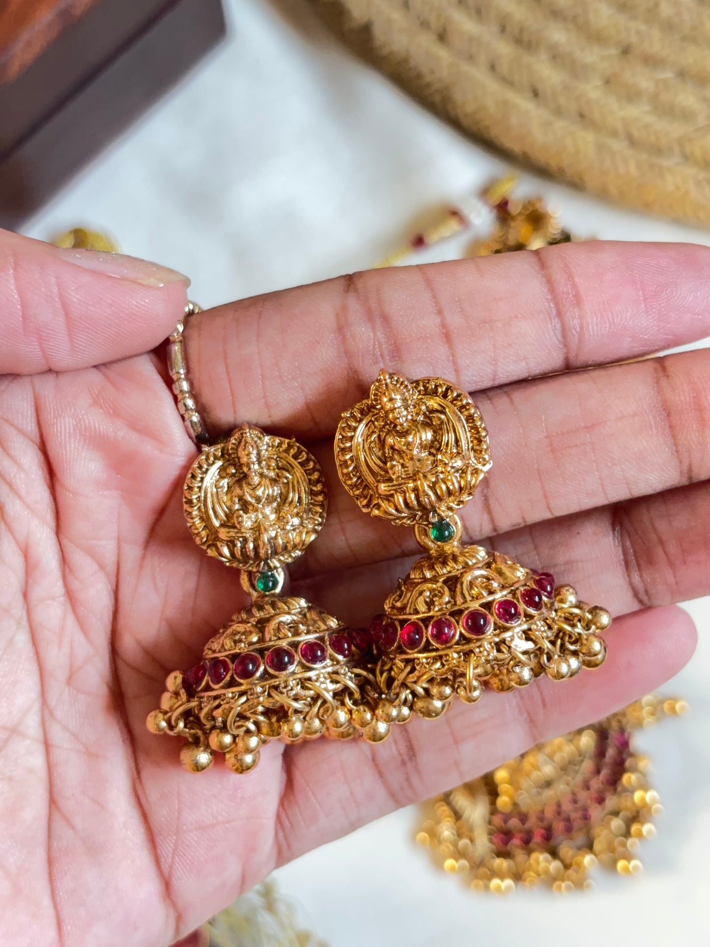 Lakshmi Devi Peacock Necklace set With Earing