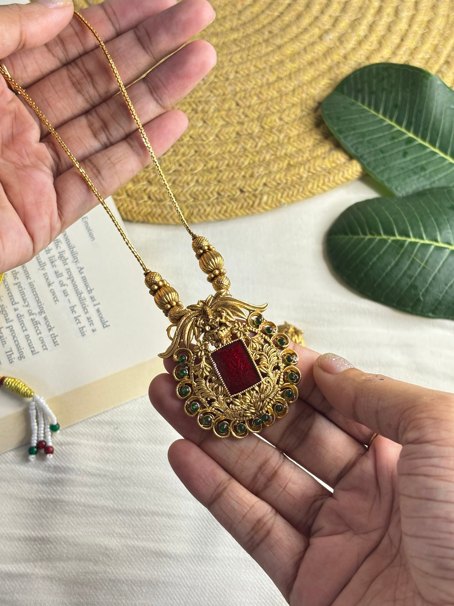 RED RUBY HARAM   AND EARING SET