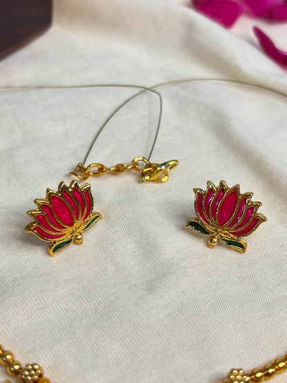 Trending Lotus Necklace and earing Set