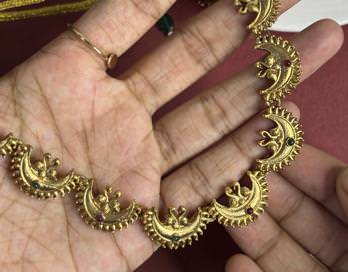 Regal Crescent Moon Choker Set – Antique Temple Jewelry Design