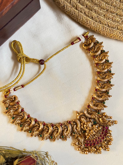 Lakshmi Devi Peacock Necklace set With Earing