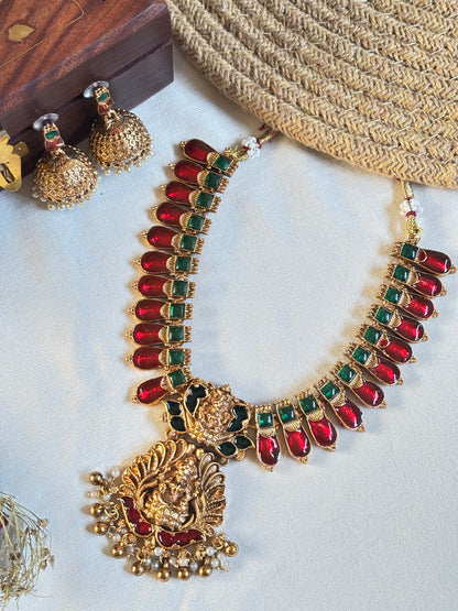 Golden Lotus Beaded Necklace & Earing set