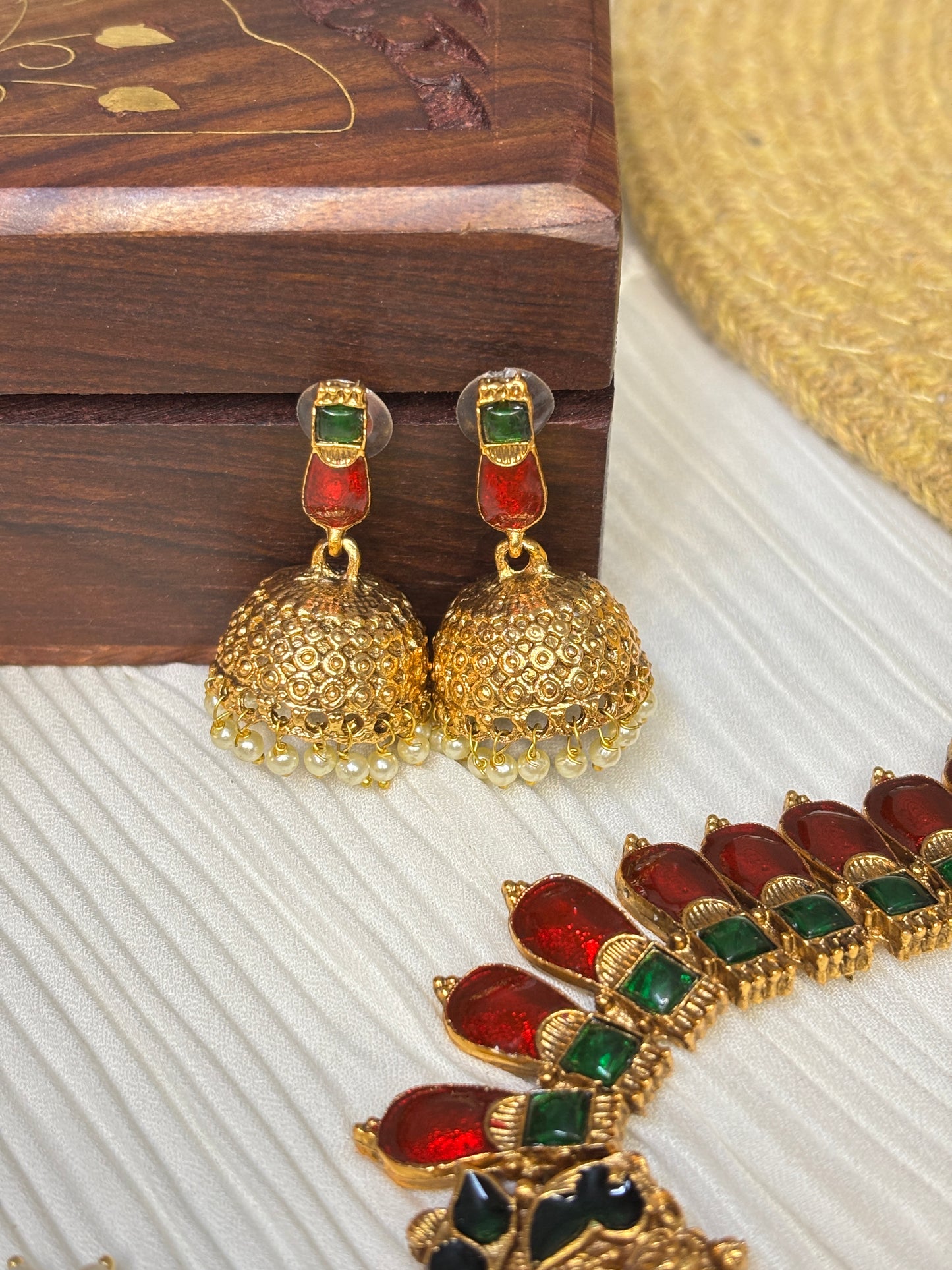 Laxmi Palakka Design Antique Necklace Set with Earing