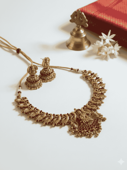 Lakshmi Devi Peacock Necklace set With Earing